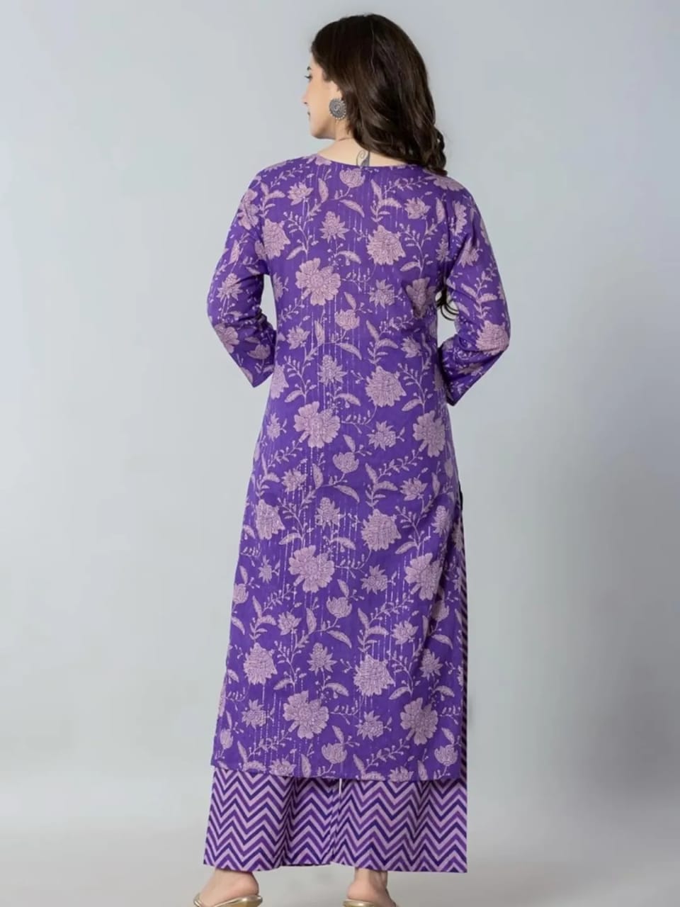 Contemporary Floral Kurta with Zig-Zag Palazzo Set